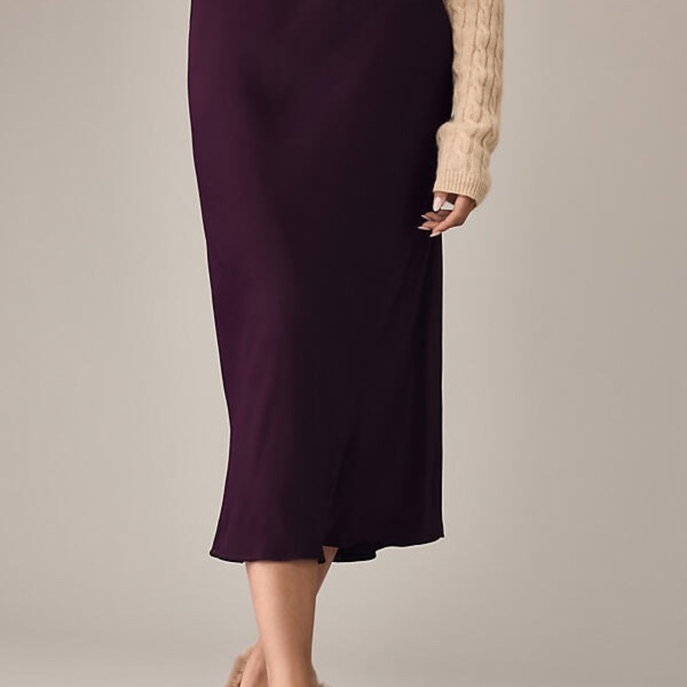 Anthropologie Tilda Midi Slip Skirt in Plum